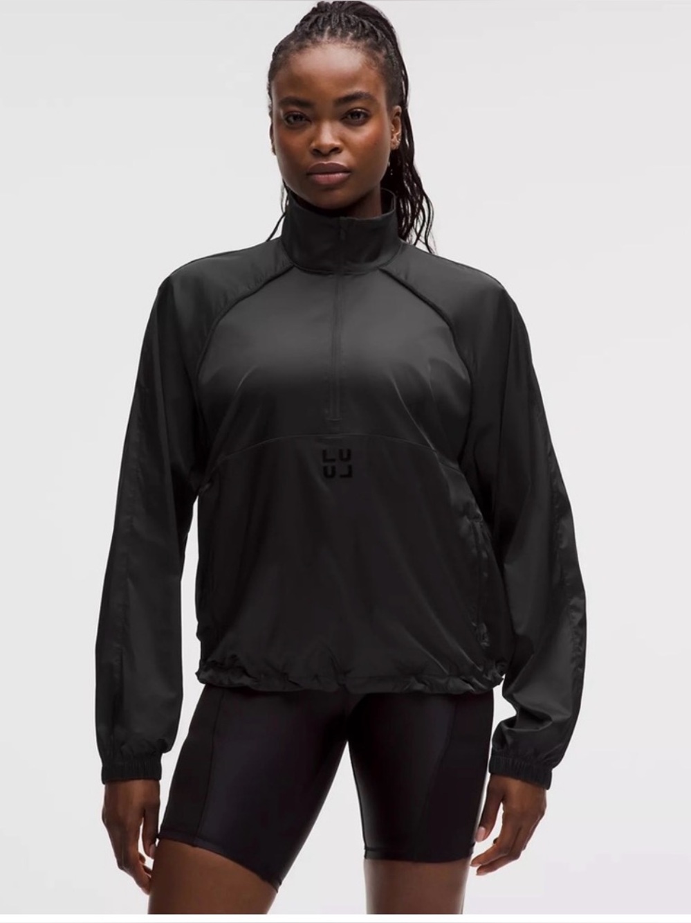 Nwt Lululemon stretch satin flocked training jacket black size small